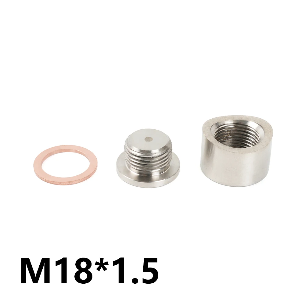 MUGE-Stainless Steel M18 x 1.5 O2 Oxygen Sensor Bung Mounting Bungs And Plugs Adapter With Notched Style Mounting Nut THB078
