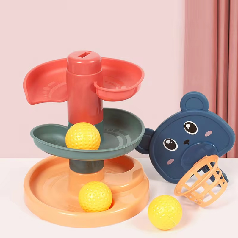 몬테소리 아기 장난감 롤링 볼 타워 몬테소리 교육 게임 아기 스태킹 트랙 아기 개발 완구 1 2 3 세