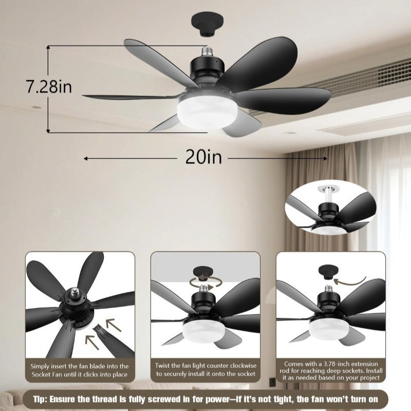 LED Modern Fan Lights30W  52CM Three Gear Adjustable Ceiling Fan For children's room Bedroom Hotel Restaurant Indoor Luminarie