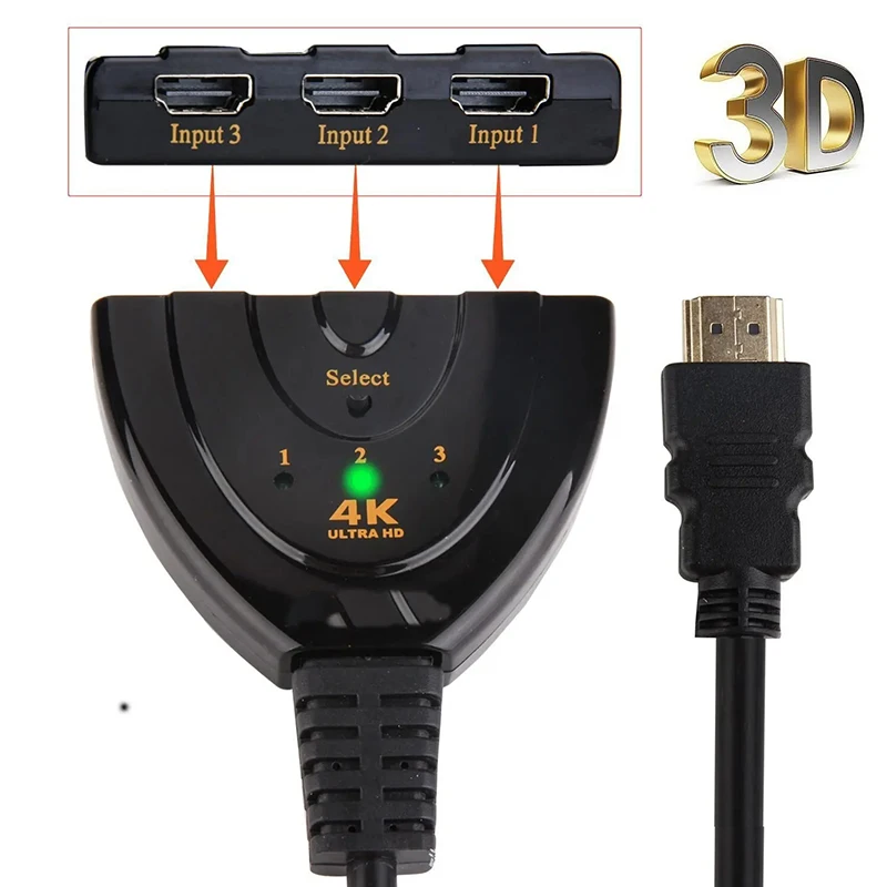 HDMI-kompatibel Schalter KVM Splitter 4K 2K 3D 3 eingang 1 Ausgang Mini 3 Port VIdeo switcher Hub 1080P Für DVD HDTV Xbox PS3 PS4