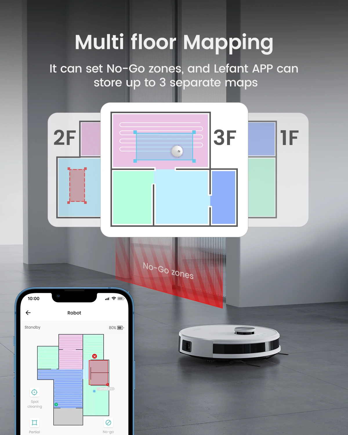 LEFANT M1 Robot aspirateur avec cartographie multi-étages, 4000Pa, batterie 4000 mAh, Navigation LDS, APP/Alexa, appareil ménager intelligent