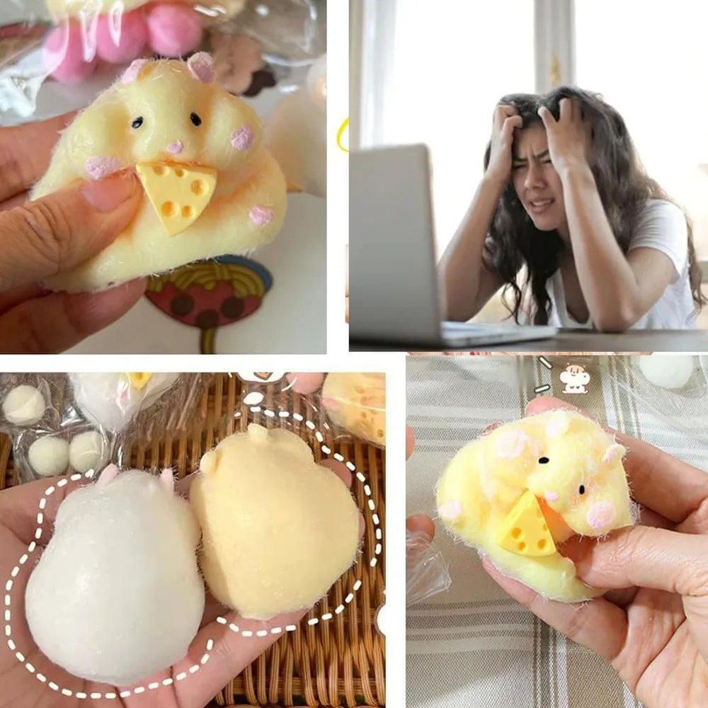 チーズ付きスクイーズハンスター玩具、かわいいデスクトップの装飾、ストレス解消剤、減圧フィジェットトイ、10代の子供向けギフト、面白い