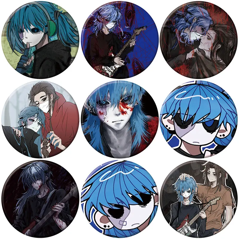 58mm sally rosto broche pinos dos desenhos animados broches horror suspense quebra-cabeça jogo crachá exibição redonda lapela pinos jóias presente acessório