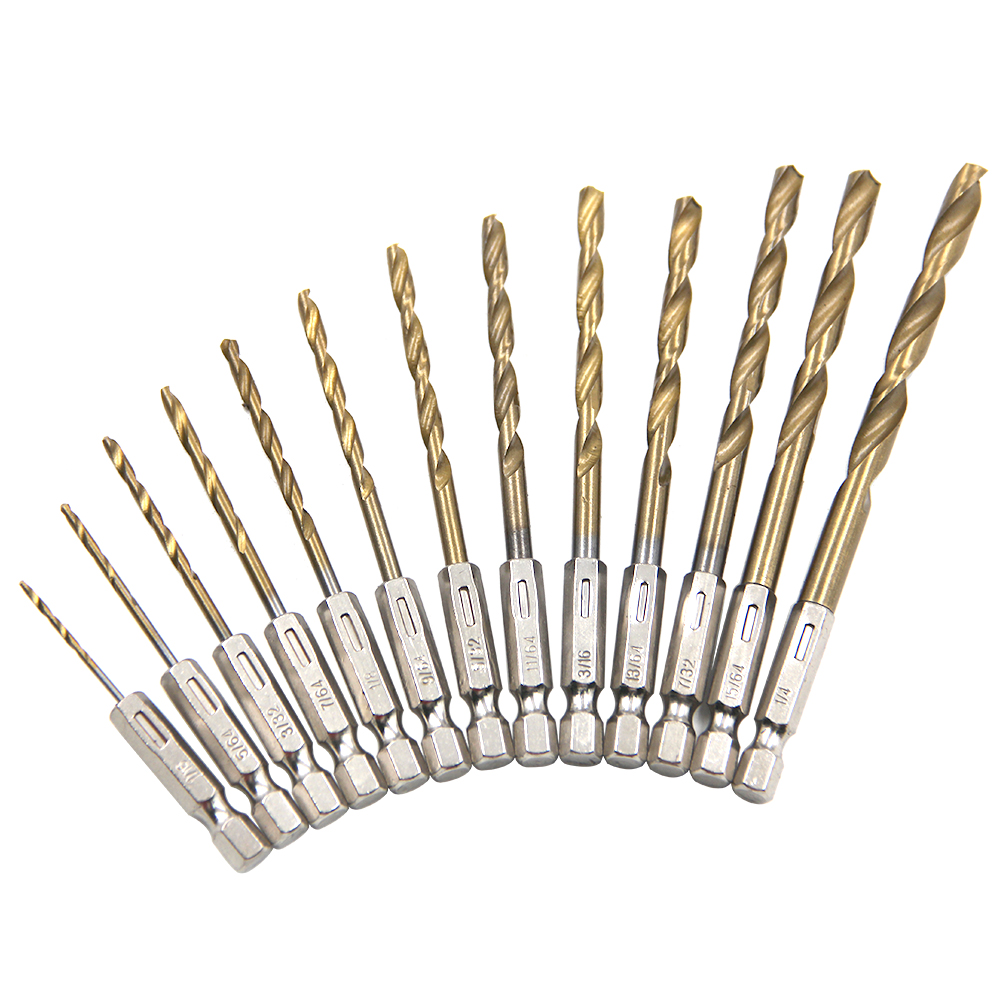 Poignée hexagonale 13 pièces titane torsions perceuse 1.5-6.5mm perceuse électrique tournevis forage alésage perceuse outil