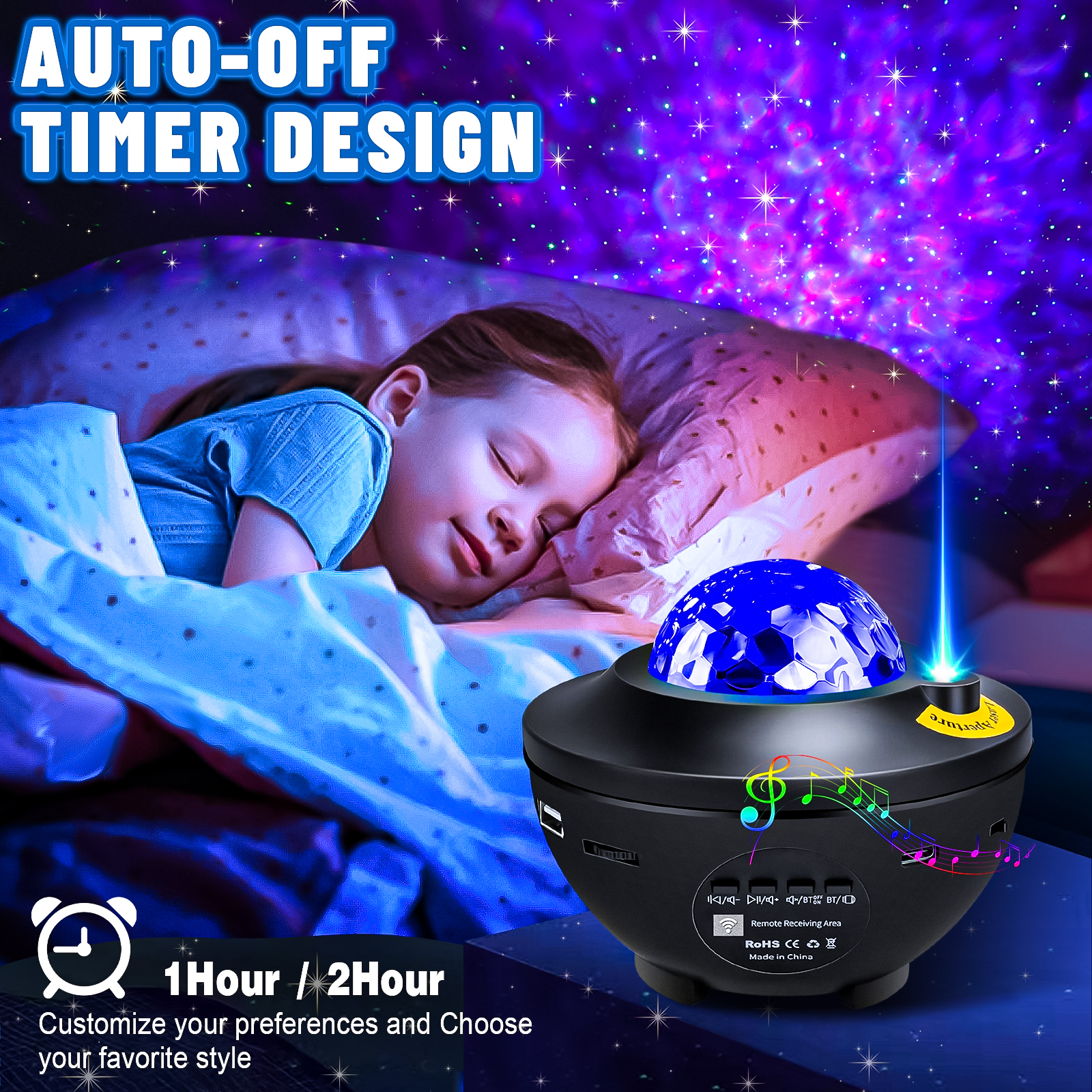 Projetor estrelado galáxia luz noturna criança bluetooth usb leitor de música estrela nightlight romântico oceano projetor noite lâmpada presentes