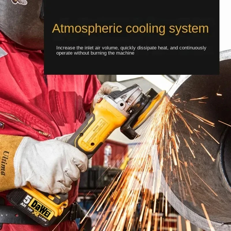 DaWei DCG405 Brushless 125mm Flat Head Angle Grinder Bare Machine Tool for DeWalt 18V Battery Pin Cutting Machine