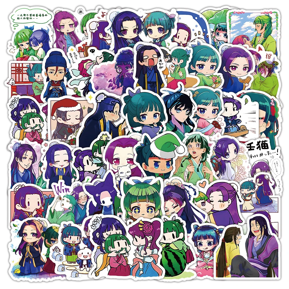 53 pezzi Maomao Apothecary Diaries adesivi Jinshi Anime decalcomanie giocattoli per bambini auto skateboard laptop moto telefono decorazione adesivo