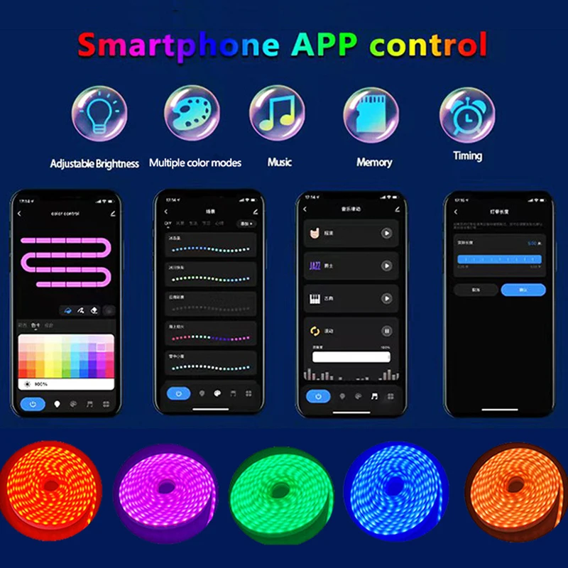 5V USB TUYA WIFI Neon LED Strip Lights RGB Silicone Neon Lamp Rope with WIFI App and Remote for DIY Neon Deocoration Lighting