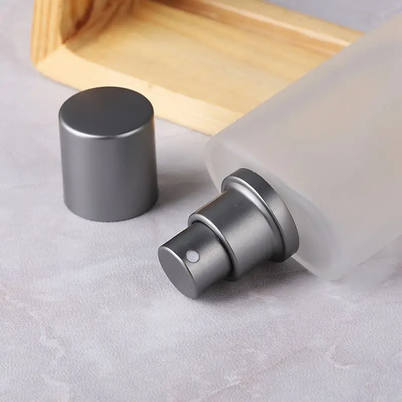 Botella de Perfume de vidrio arenado con tapa de tornillo de 30ml, botella vacía con pulverizador líquido, botella dispensadora de 50ml, maquillaje vacío, niebla fina