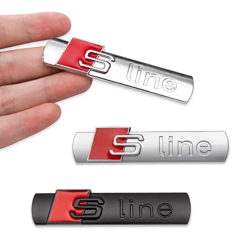 3d metal swine logotipo s linha emblema carro fender lado emblema para audi a1 a2 a3 a4 a5 a6 a7 a8 tt s3 s4 s5 s6 s7 q2 q3 q5 q7 q8 rs3 r8
