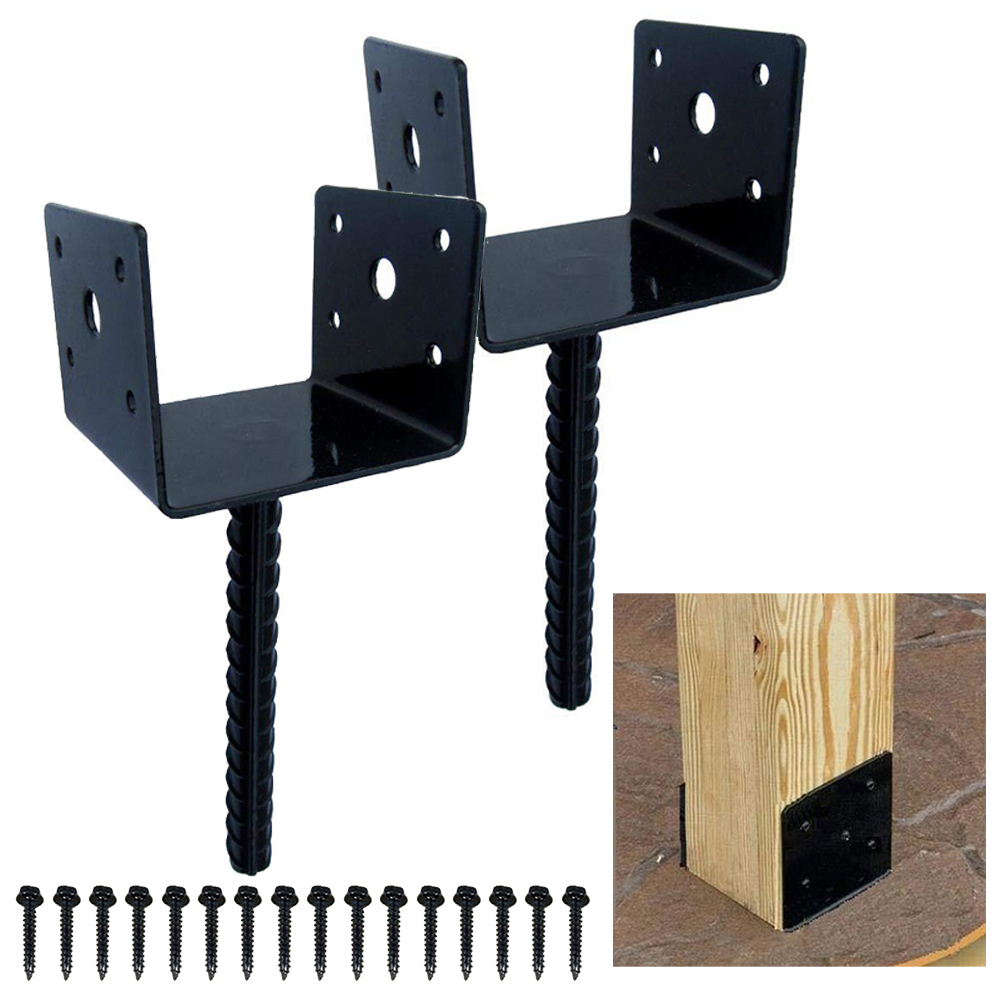 Base de soporte de poste de cubierta de valla en forma de U, anclaje de hormigón con tornillos, 255x95x85 Mm, accesorios de jardinería y vida al aire libre, 4x4 pulgadas, 2 piezas