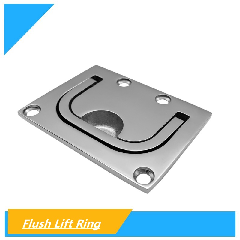 Barco de aço inoxidável Deck Escotilhas Handle, Pull Square Flush, Anel de elevação para o Barco Marinha Locker, 76*58