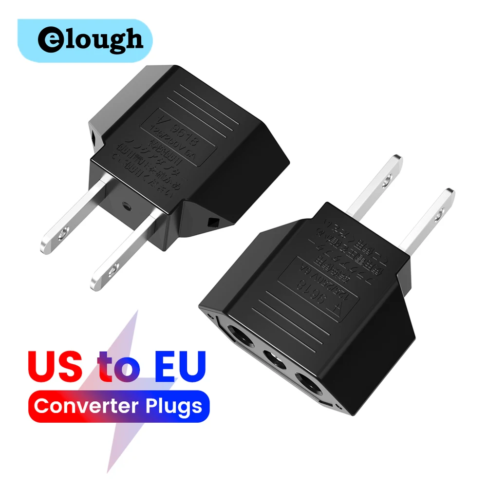Elough eua para ue conversor plugues eua américa para ue adaptador de energia europeu conversor de viagem 4.0mm americano para europa adaptador de tomada