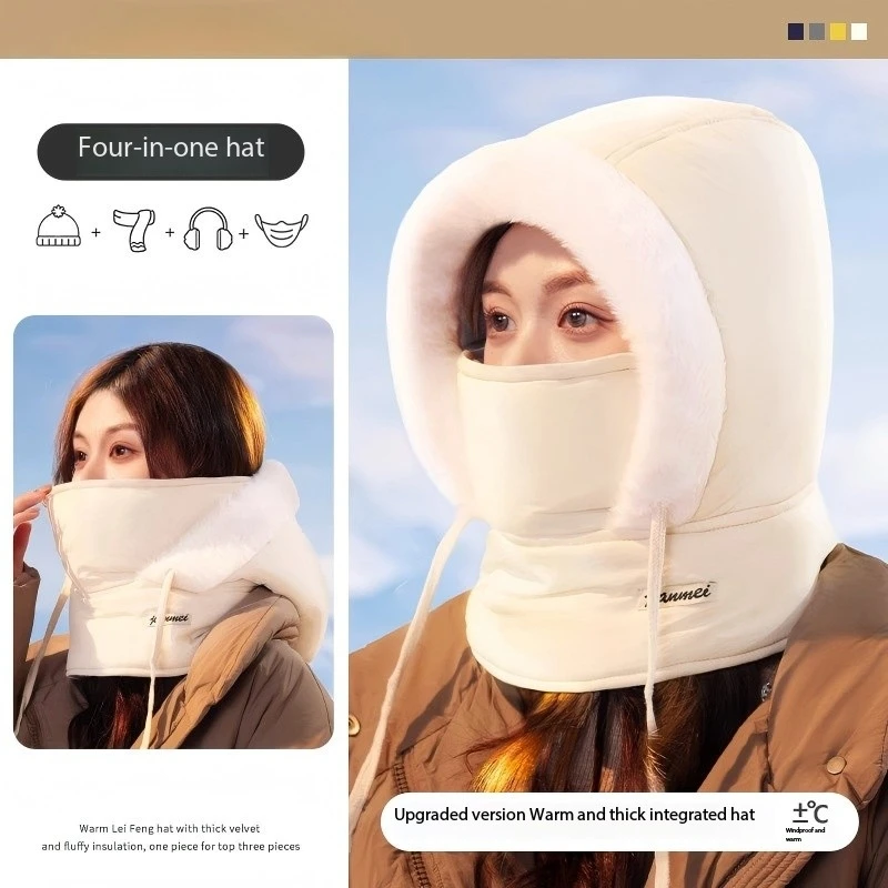 2025 Passamontagna termico per climi freddi Sciarpa invernale con cappuccio antivento Cappello unisex in peluche Scaldacollo Maschera da sci per attività all'aperto