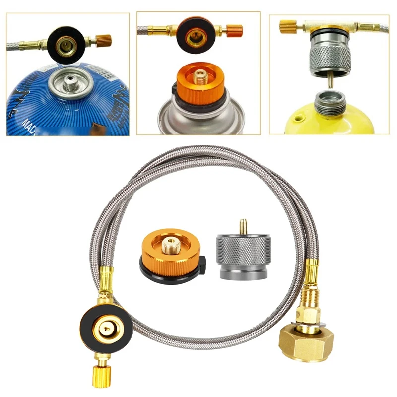 Adattatore di ricarica per serbatoio di propano per fornello da campeggio - Raccordo connettore convertitore bombola di gas, accessorio per attrezzatura da cucina all'aperto