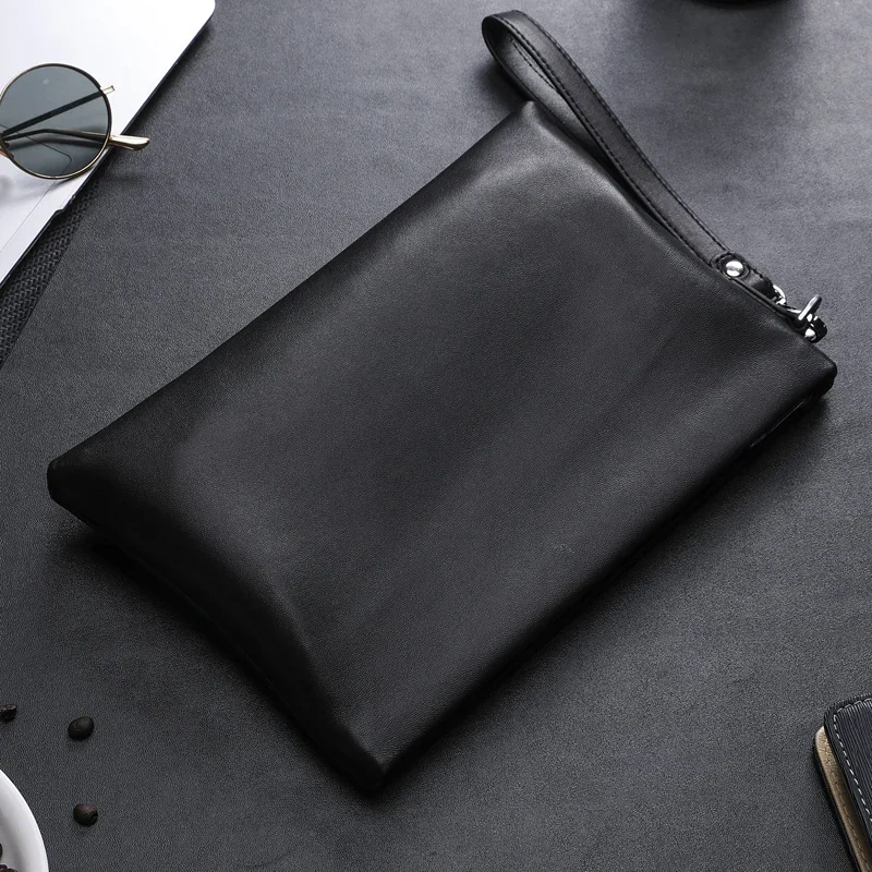 SENOFAN 2024 Clutches Bag Men Envelope Bag Handbag Genuine Leather Sheepskin Wallet Pouch Male Clutch Business Phone Bag Male