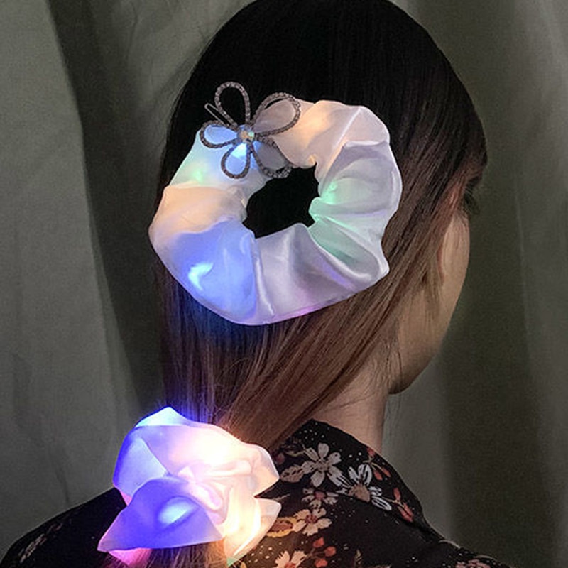 Faixa de cabeça de salsicha que brilha no escuro LED para meninas, acessórios de cabelo de rabo de cavalo luminoso grande, festa chique, aniversário, presente de Halloween