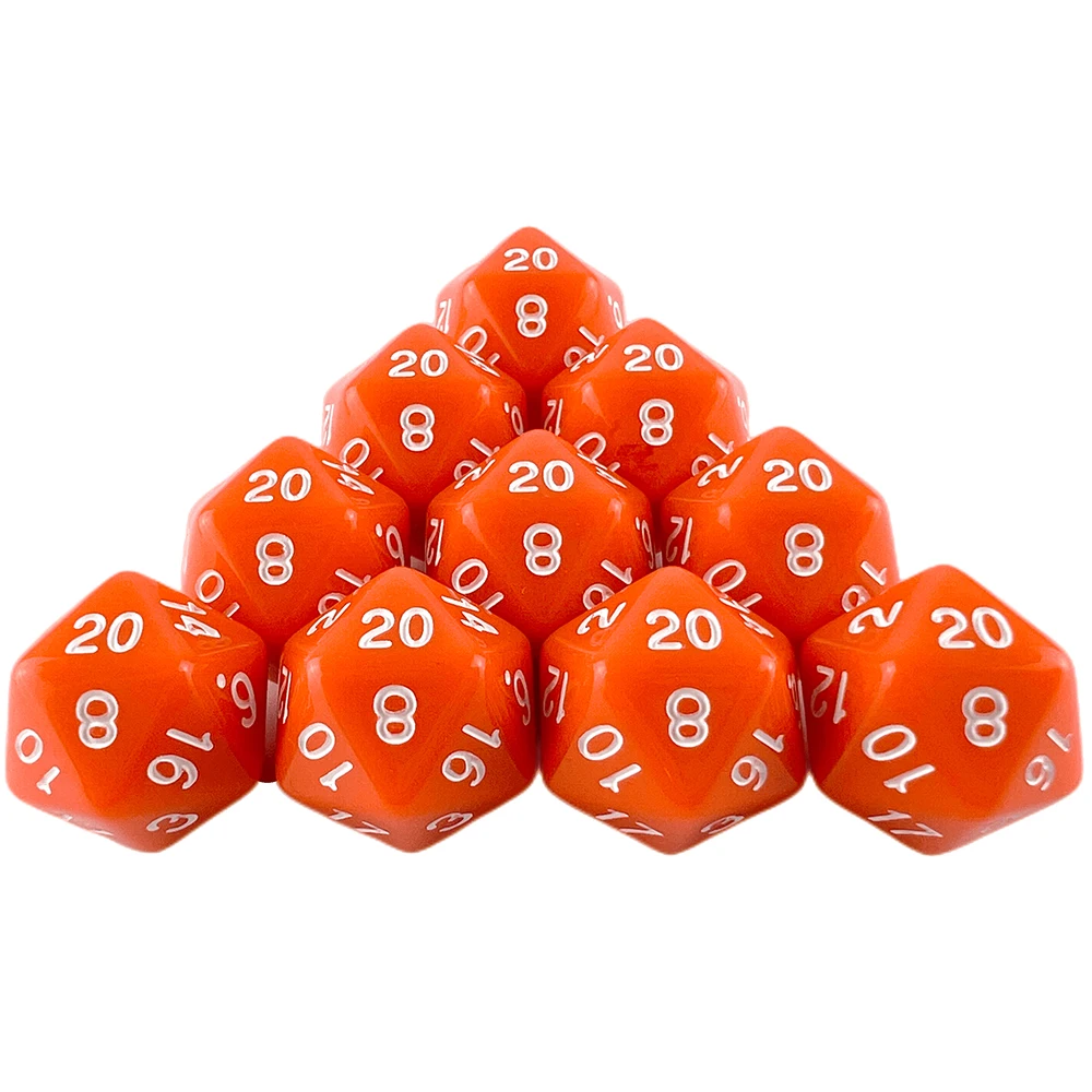 D20 Polyhedral Dice 19.7mm TRPG DND Digital Dice Game Set 20 Sides 10Pcs for Party Board Game