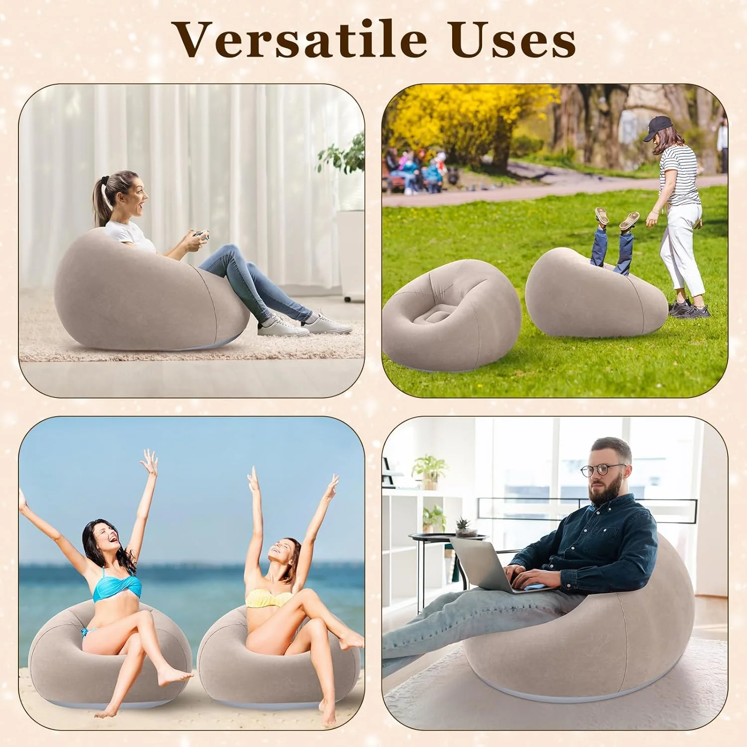 โซฟาเป่าลม PVC 2 ชิ้น (โซฟา 1 ตัว + ปั๊มลม 1 ตัว) เหมาะสำหรับตั้งแคมป์ เดินป่า และกิจกรรมกลางแจ้ง ของขวัญสำหรับเทศกาลฮาโลวีน/คริสต์มาส