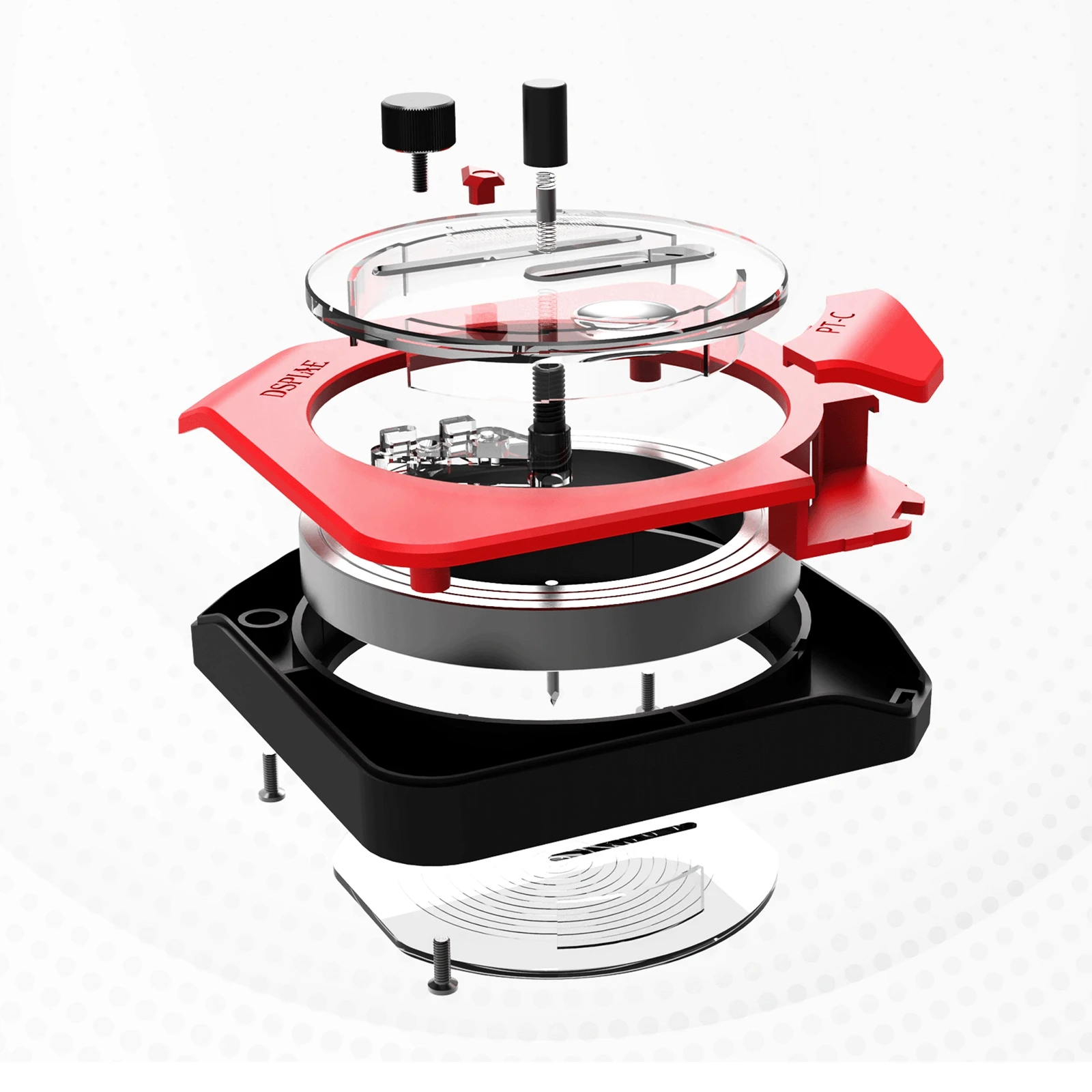 DSPIAE PT-C Integral Circular Cutter Red with Tungsten Cutting Bit with Anti-slip Pad PC Aluminium Alloy ABS 95.5*95.5*31mm