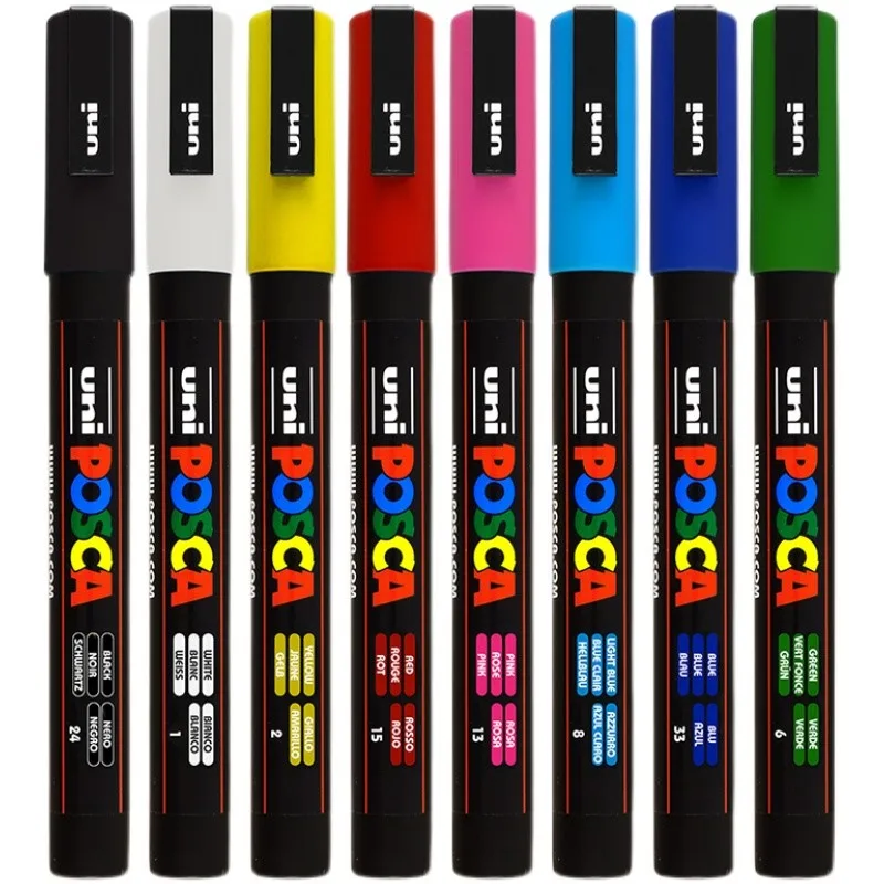 ต้นฉบับญี่ปุ่น Uni POSCA ชุดปากกา MARKER, PC-3M 7/8/12/16/20/22/24/44 สี rotuladores acrilicos ถาวร Graffiti เครื่องหมาย