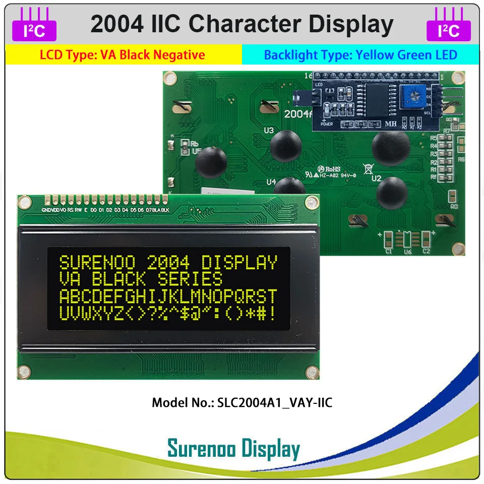 Seriale IIC I2C TWI 2004 204 20*4 Schermo del pannello di visualizzazione del modulo LCD con caratteri inglesi e giapponesi per Arduino