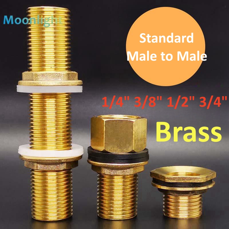 Brass Water Tank Connector 1/4" 3/8" 1/2" 3/4" BSP Threaded Male Female Pipe Plumbing Fittings Bulkhead Nut Jointer Hose Adapter