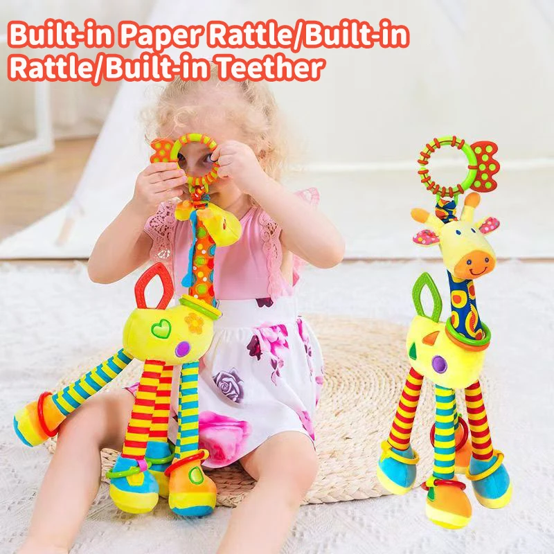 New Soft Giraffe Zebra Animal Handbells Rattles Mobile Plush Giraffe Toys Infant Development Handle Toys Baby Giraffe Rattle Toy