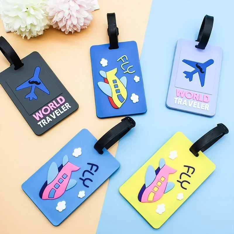 1 個色荷物タグバックパックバッグスーツケース名札ペンダントかわいい漫画飛行機搭乗ラベルトラベルアクセサリー