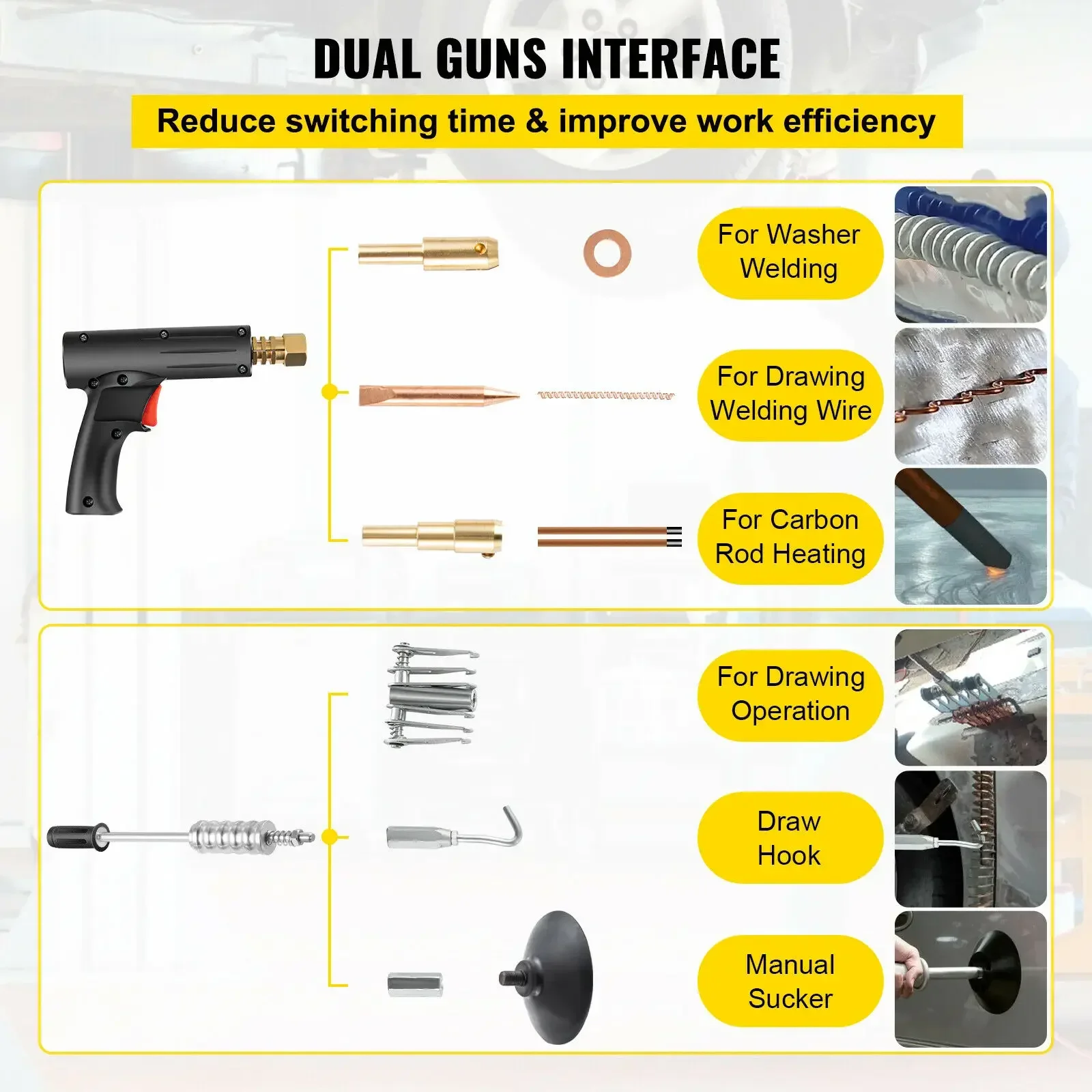 VEVOR-Machine de soudage par points, Soudeuse par points, Spotter, 3500A, Dean Spot 2700, Machine de débosselage, Extracteur de points de panneau de véhicule