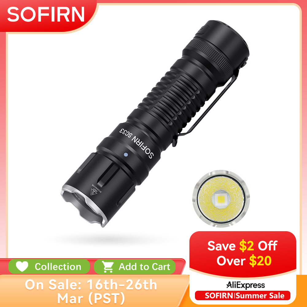 Sofirn SC33 Светодиодный тактический фонарик XHP70.3 HI 5200 лм Мощный 21700 Тип C Перезаряжаемый фонарик E-переключатель Уличный фонарь