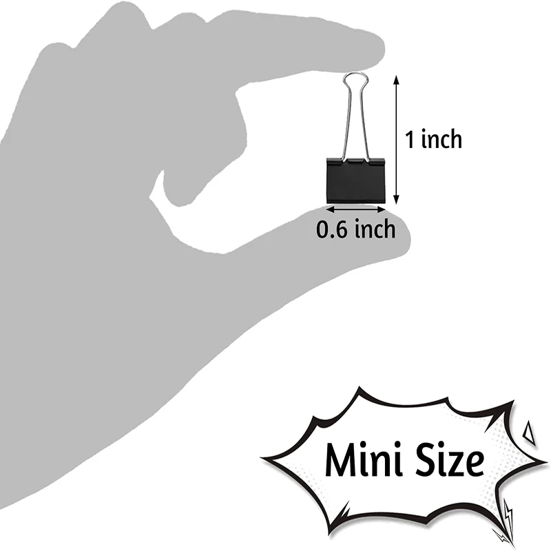 50 mini fermagli per raccoglitori neri, fermagli per raccoglitori, piccoli graffette per casa, scuola, ufficio e lavoro, 15 mm