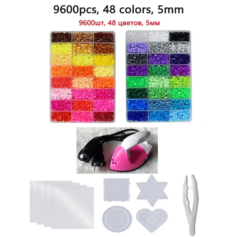 72 สี 5 มม./2.6 มม.ชุดละลายลูกปัด Pixel Art ปริศนา Hama ลูกปัด DIY 3D ปริศนา Handmade ของขวัญฟิวส์ลูกปัดชุดลูกปัดเหล็กของเล่น