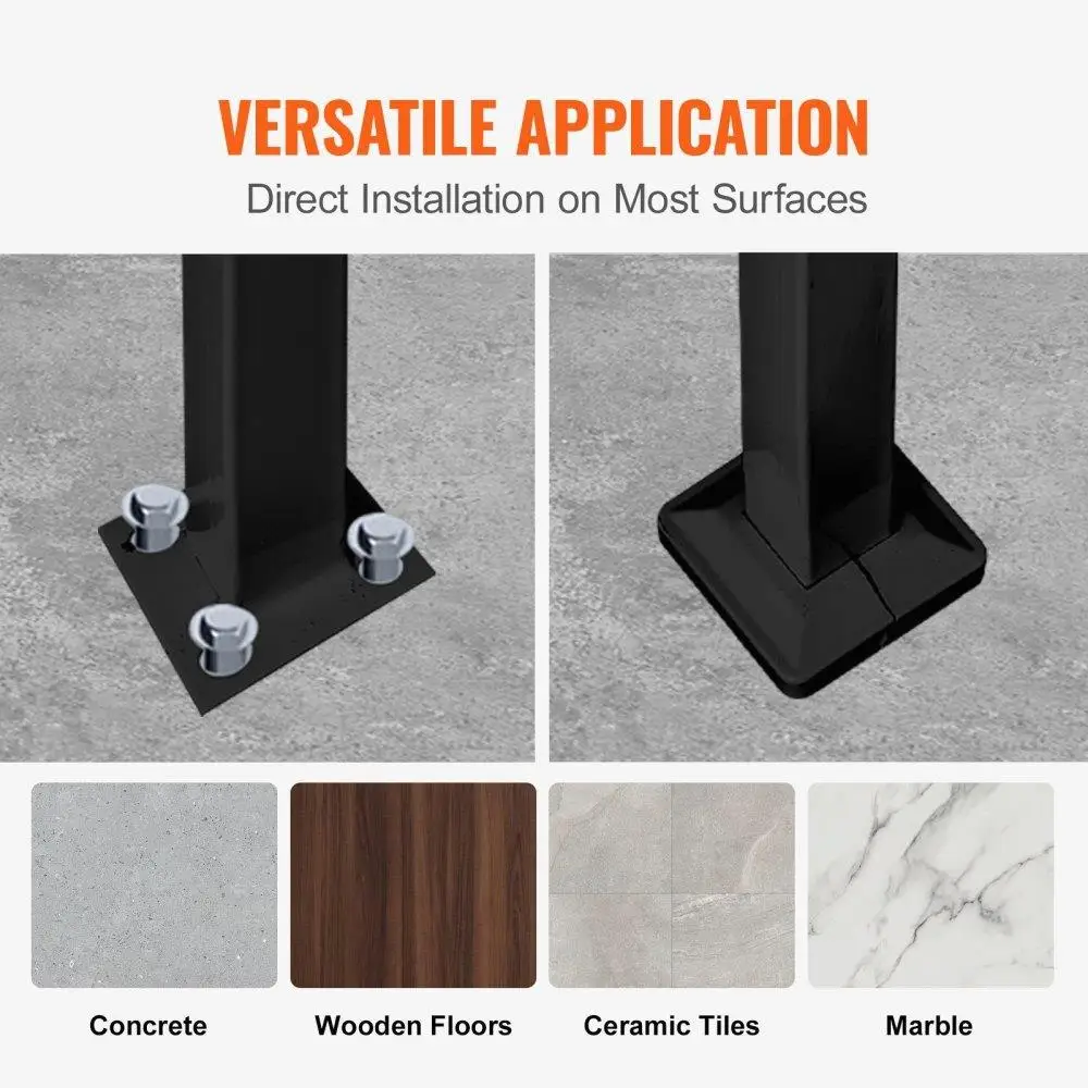 4FT Adjustable Matte Black Wrought Iron Handrail for 4 Steps - Customizable Transition Support