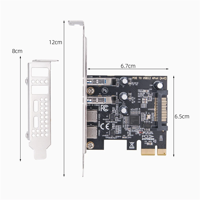 Тип C USB 3.2 Gen1 5 Гбит/с PCIE-карта-концентратор USB 3.0 PCI Express 2 * порт USB A + 2 * порт Type-C/адаптер карты расширения USB3.2 PCI-E