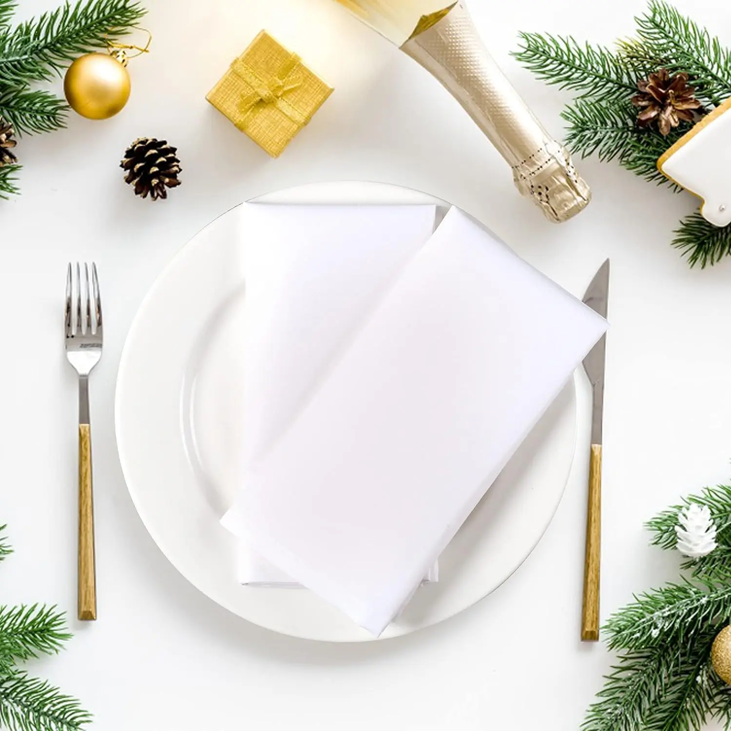 Servilleta de cena 100% algodón de 6 piezas, servilleta blanca, suave, absorbente, cómoda, ideal para eventos y uso regular
