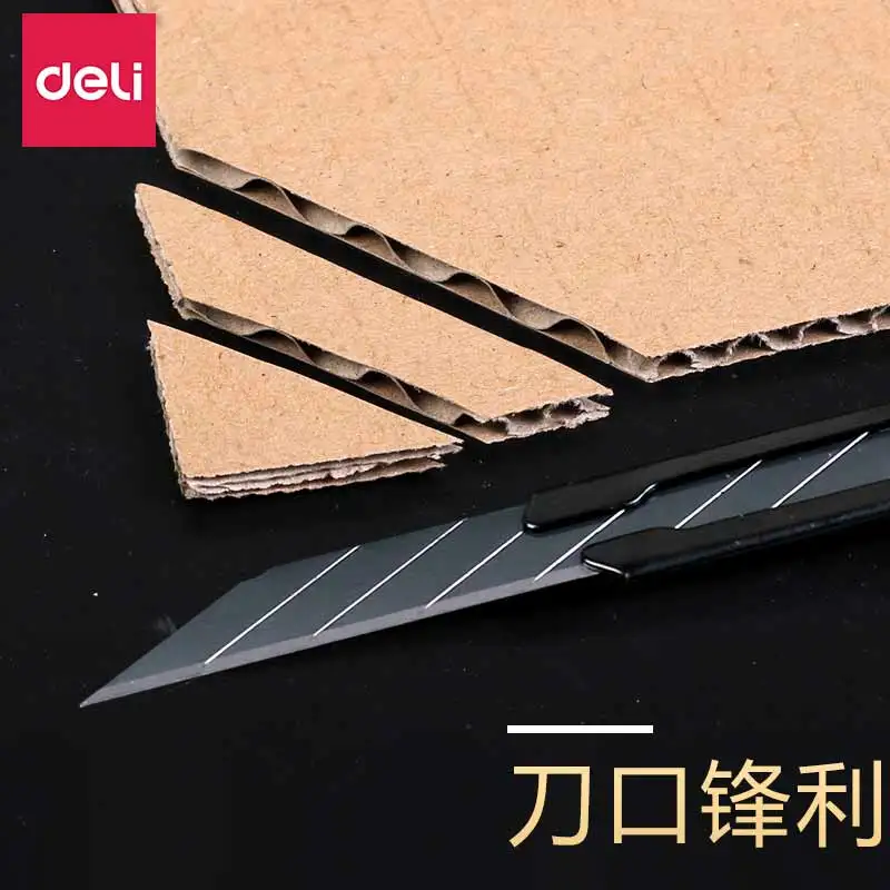 Deli 9Mm Tiện Ích 30 Độ Sắc Nét Thép Carbon Tích Tắc Tắt Sk5 Lưỡi Dao Tự Động Khóa Thiết Kế Dao nhà Văn Phòng