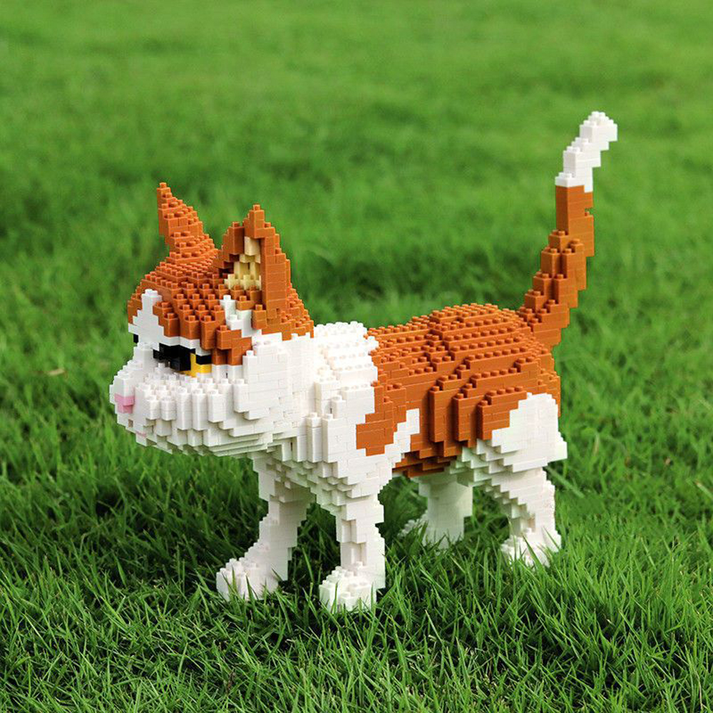 Śliczny model kota Klocki konstrukcyjne Pomarańczowy kot Tygrys Koc w cętki Krowa Kot Prezent dla dzieci Zabawka edukacyjna Zabawki dla dzieci Klocki dla zwierząt domowych