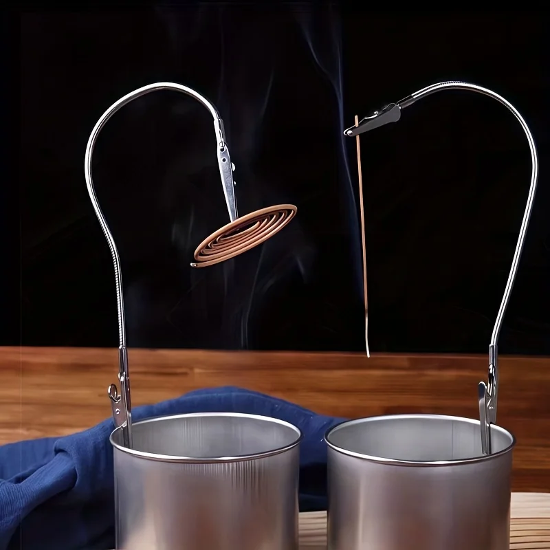 Suporte de clipe de crocodilo de duas cabeças multiuso resistente - braçadeira dupla com design dobrável, compatível com bobinas de mosquito