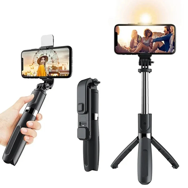 Trípode/palo Selfie inalámbrico portátil con luz, trípode extensible remoto con Bluetooth para teléfono móvil, transmisión en vivo Tiktok