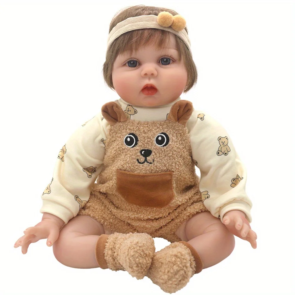 1 Satz Braunbären-Hosenträgerhosen passen zu Puppenkleidung für 22 Zoll (55 cm) NPK-Silikonpuppen. Passend für NPK-Silikonpuppen