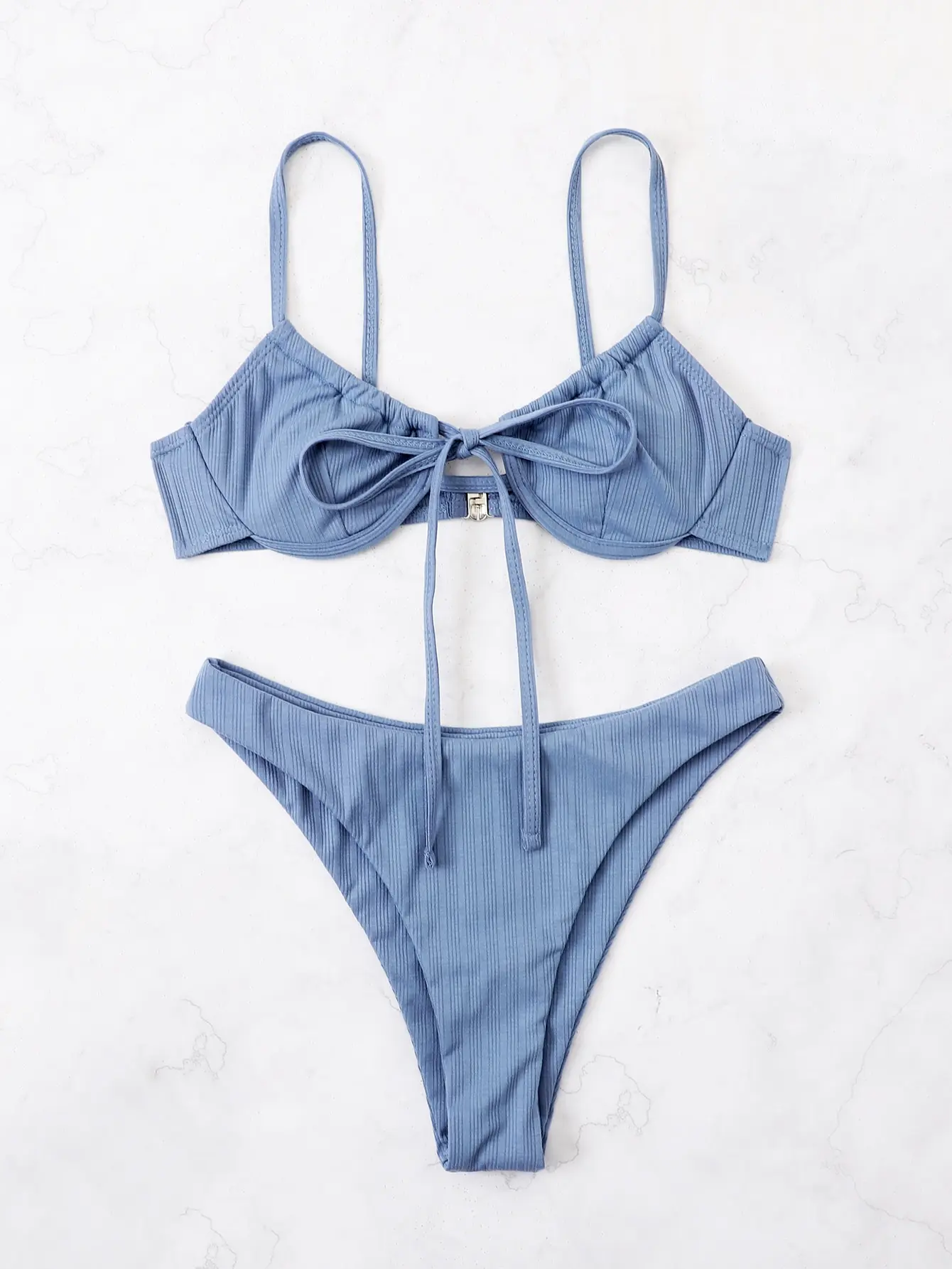 2025 Push Up Bikini femmes côtes cravate avant maillot de bain Sexy à armatures maillots de bain femmes baigneurs maillot de bain été maillots de bain