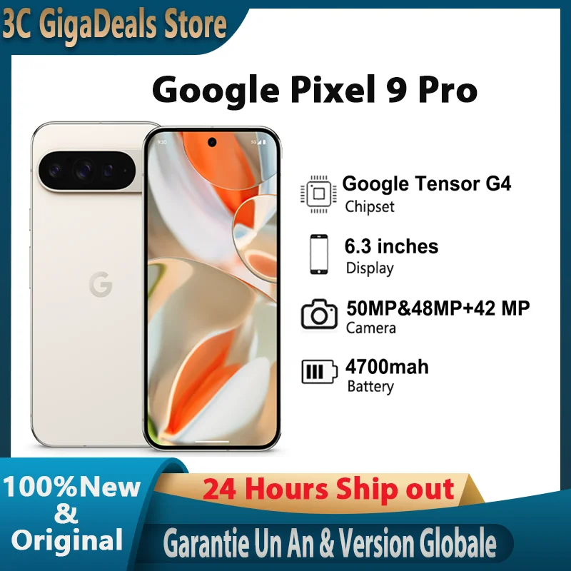 Global Rom Neues Google Pixel 9 Pro 6,3 Zoll OLED, 120 Hz 4700 mAh 27 W kabelgebundenes Google Tensor G4 16 GB RAM NFC IP68 50 MP Smartphone