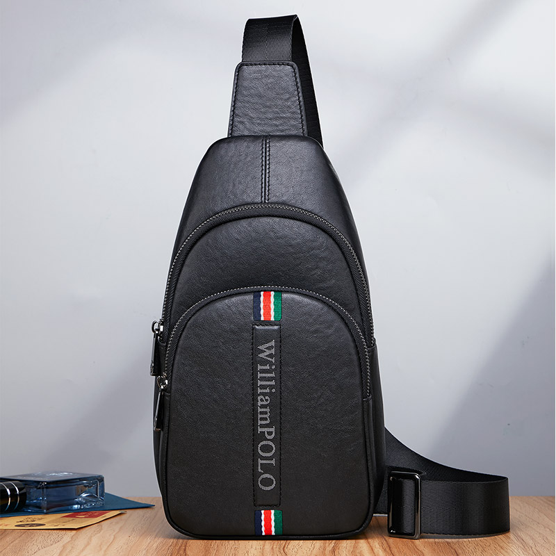 Herren-Brusttasche aus echtem Leder, trend iger und modischer Rucksack, multifunktion ale Freizeit-Umhängetasche