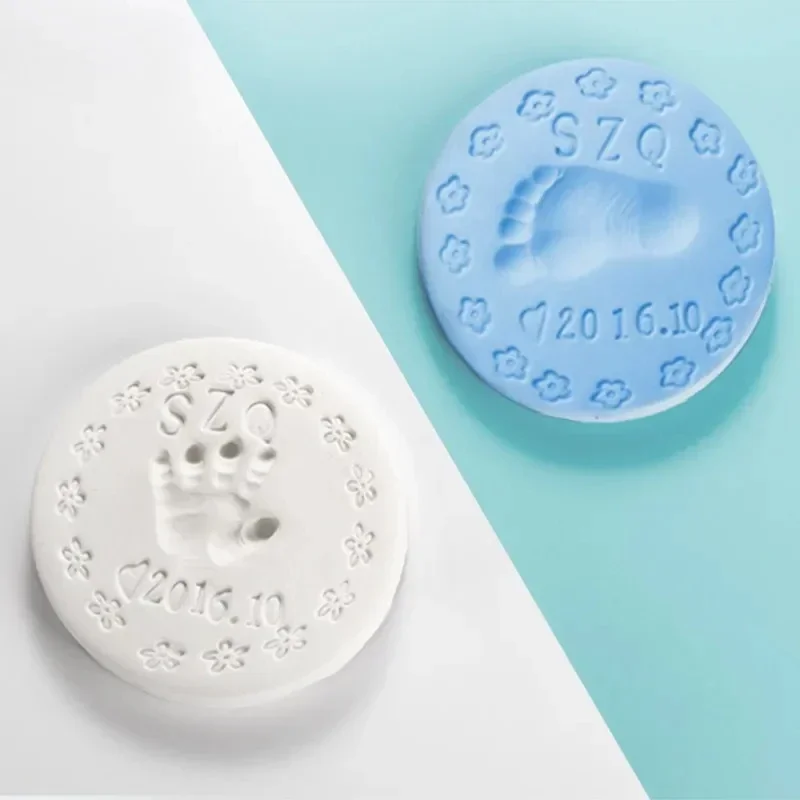 Bebê handprint slime modelagem macia argila secagem ao ar jogar luz argila brinquedos polímero plasticina pegada impressão kit brinquedo diy