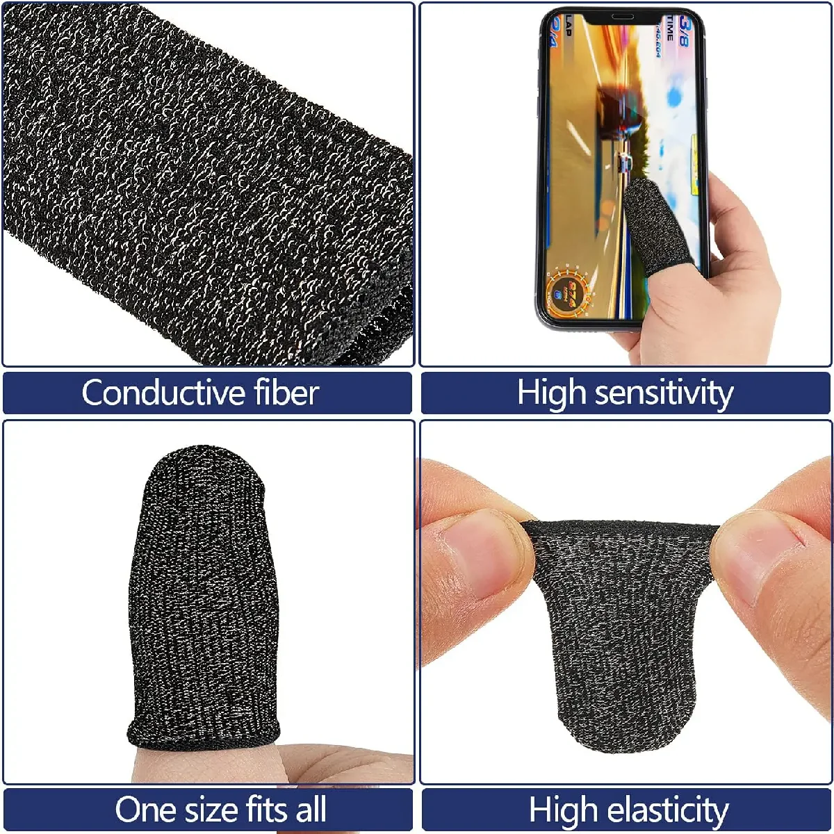 24Pcs Mobile Phone Finger Cuff Fibroid Mobile Game Touch Screen Fiber Breathable And Sweat Resistant Walking Game Finger Cuff