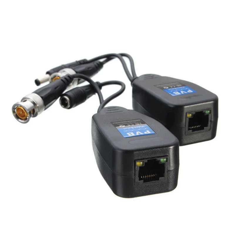 5 pares (10 uds) transceptor Balun de alimentación de vídeo BNC coaxial CCTV a conector CAT5e 6 RJ45 Cables de transmisión HJ55