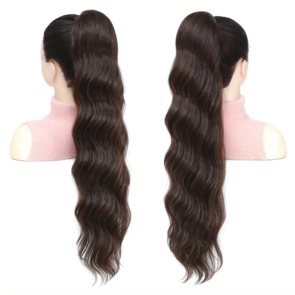 28 นิ้ว Drawstring CURLY หางม้า Extensions สังเคราะห์คลิปใน PONY TAIL สําหรับผู้หญิงสีดํายาวหยักปลอม Hairpieces สําหรับ Afro สาว
