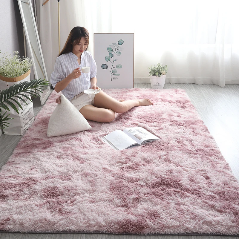 Màu Hồng Trẻ Em Thảm Cho Bé Gái Trang Trí Phòng Ngủ Bắc Âu Lớn Phòng Khách Thảm Lông Tơ Hội Trường Thảm Mềm Mại Sang Trọng Mẫu Giáo Chơi thảm