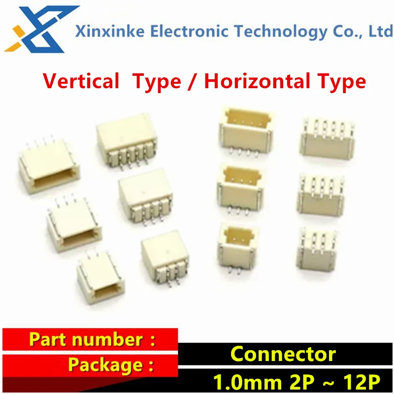 20 pz SH1.0mm tipo orizzontale Patch Pin Header 1.0mm connettore 2/3/4/5/6/8/9/10P 11P 12P connettore presa alloggiamento di tipo verticale